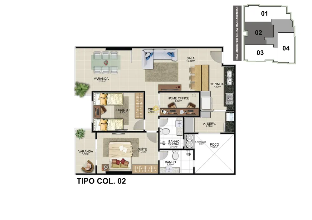 Apartamento, 2 quartos, 74 m² - Foto 1