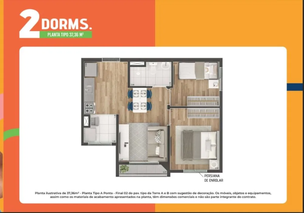 Apartamento, 2 quartos, 37 m² - Foto 2
