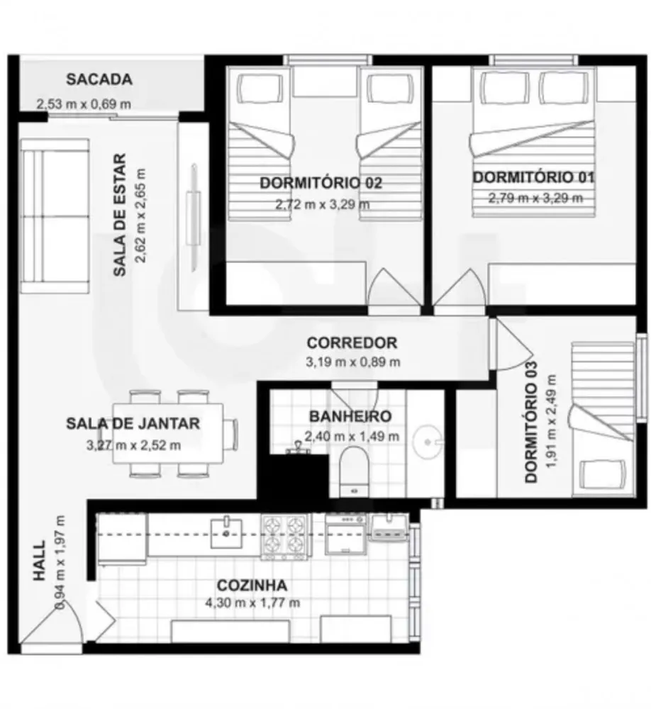 Apartamento, 3 quartos, 65 m² - Foto 4