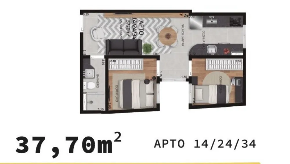 Apartamento, 2 quartos, 37 m² - Foto 7