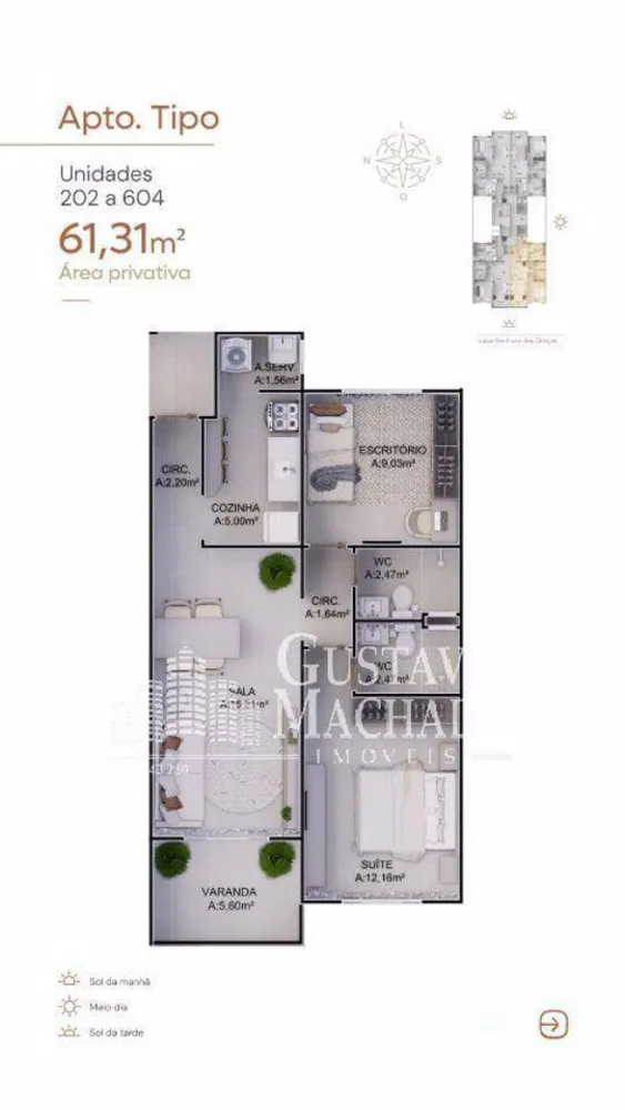 Apartamento, 2 quartos, 61 m² - Foto 2
