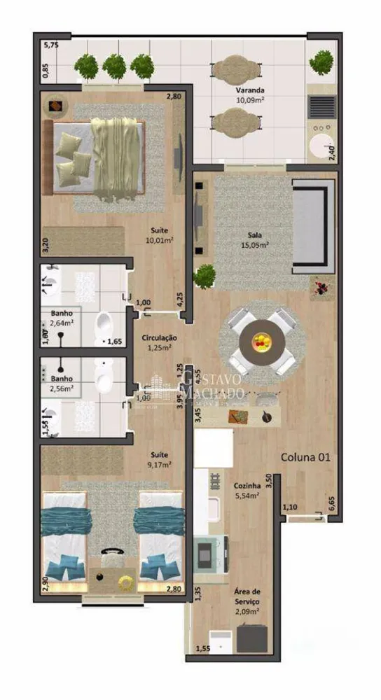 Apartamento, 2 quartos, 61 m² - Foto 3