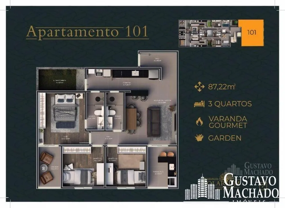 Apartamento, 3 quartos, 98 m² - Foto 1