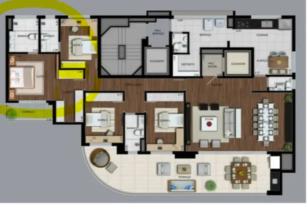 Apartamento, 3 quartos, 215 m² - Foto 3