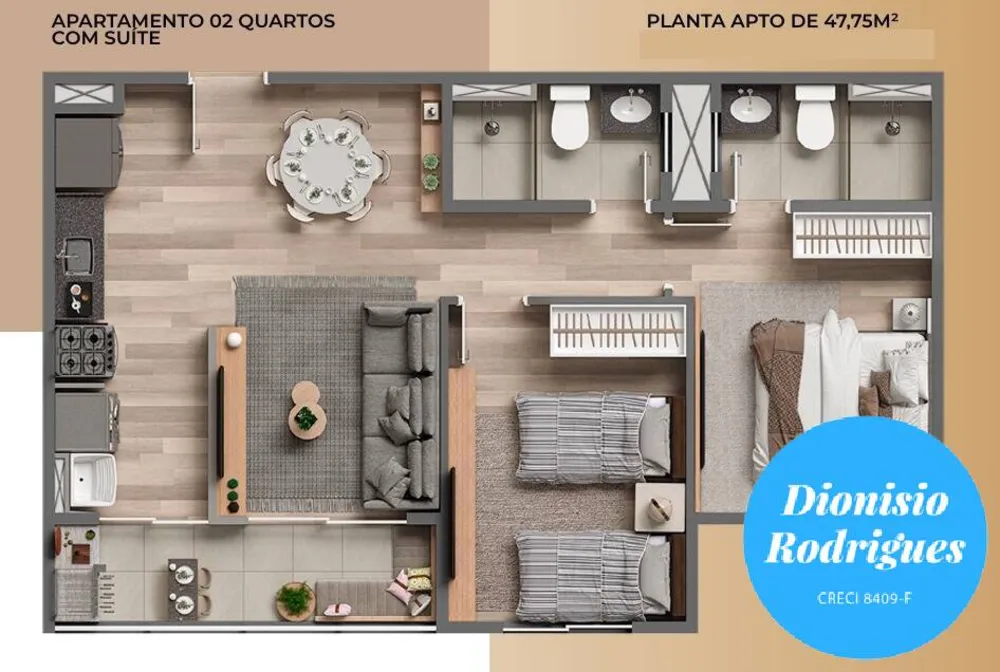 Apartamento, 2 quartos, 47 m² - Foto 3