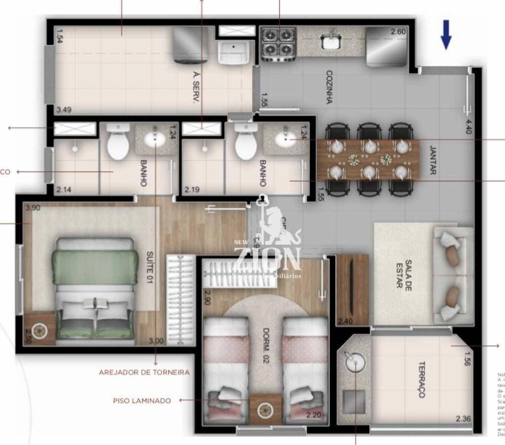 Apartamento, 2 quartos, 51 m² - Foto 2