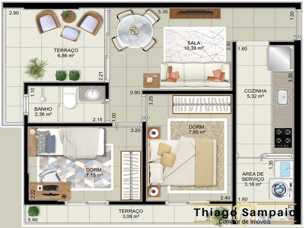 Apartamento, 2 quartos, 53 m² - Foto 1