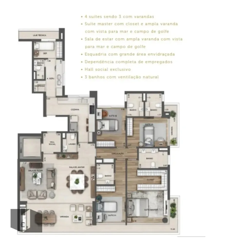 Apartamento, 4 quartos, 194 m² - Foto 2