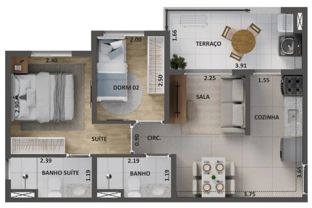 Apartamento, 2 quartos, 37 m² - Foto 16