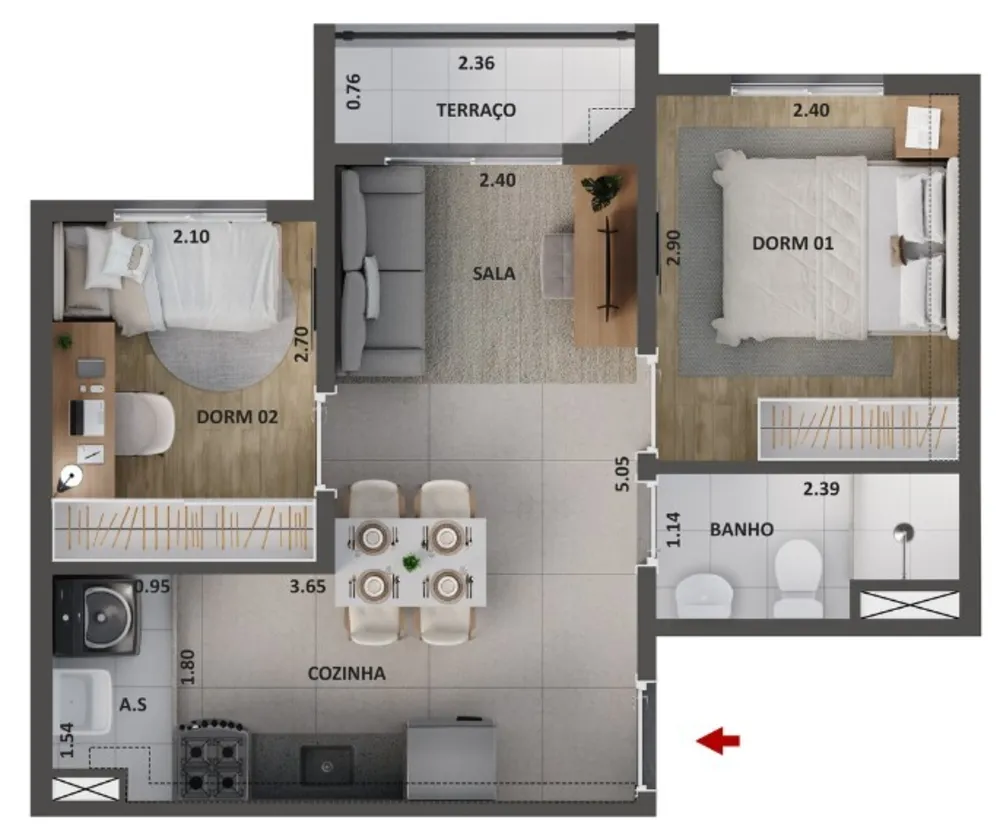 Apartamento, 2 quartos, 37 m² - Foto 14