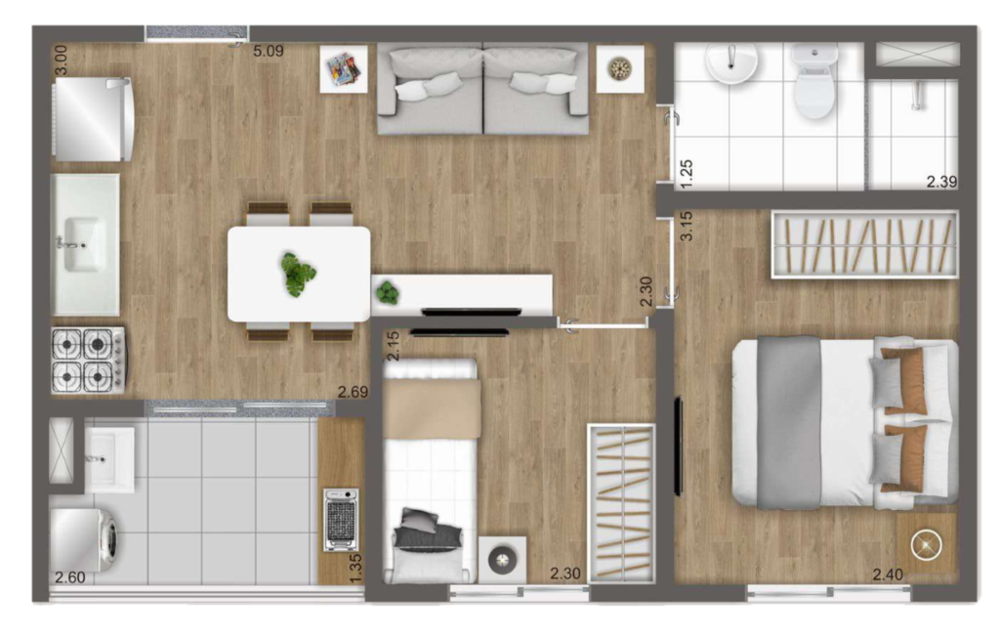 Apartamento, 2 quartos, 37 m² - Foto 2