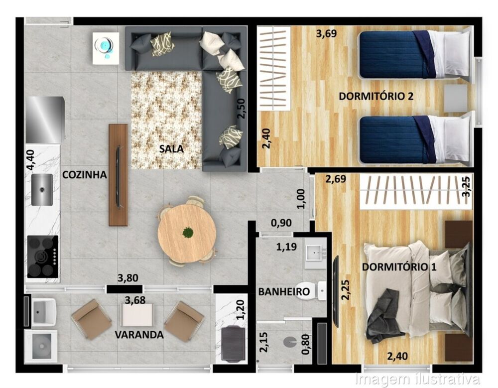 Apartamento, 2 quartos, 45 m² - Foto 1