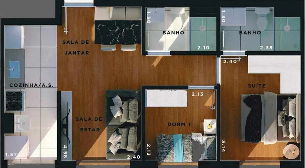 Apartamento, 2 quartos, 52 m² - Foto 8