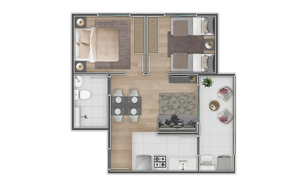 Apartamento, 2 quartos, 44 m² - Foto 1