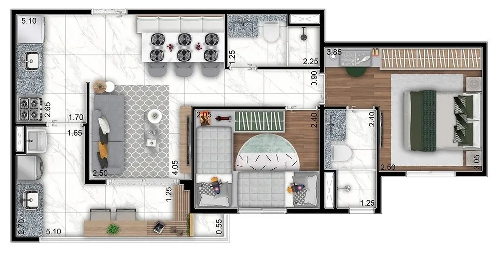 Apartamento, 2 quartos, 69 m² - Foto 2