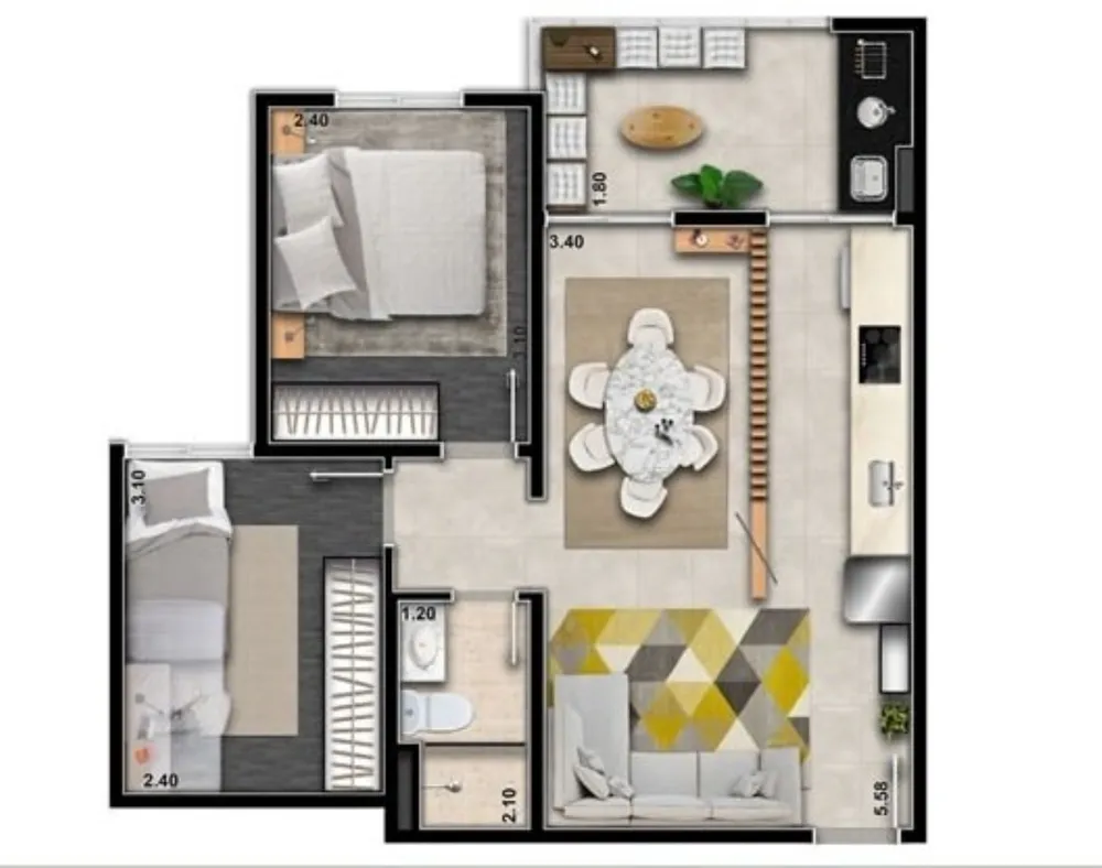 Apartamento, 2 quartos, 34 m² - Foto 6