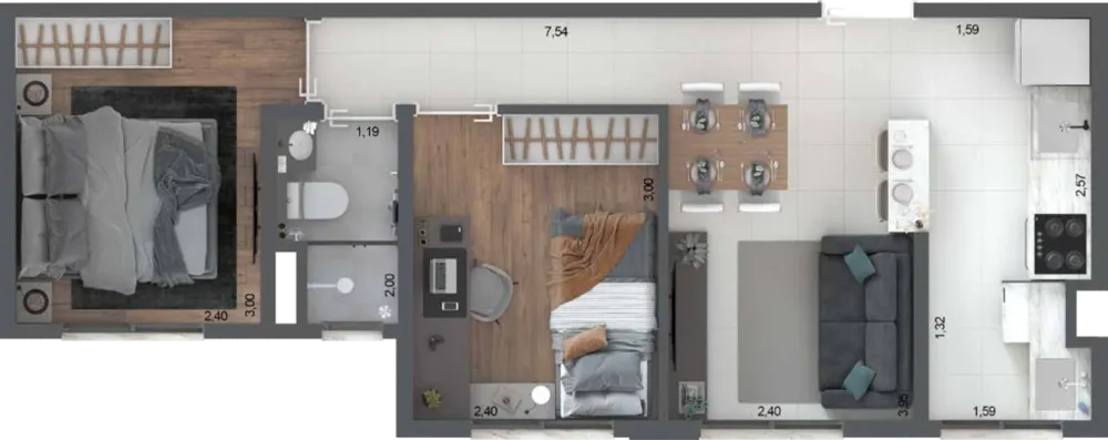 Apartamento, 2 quartos, 45 m² - Foto 7
