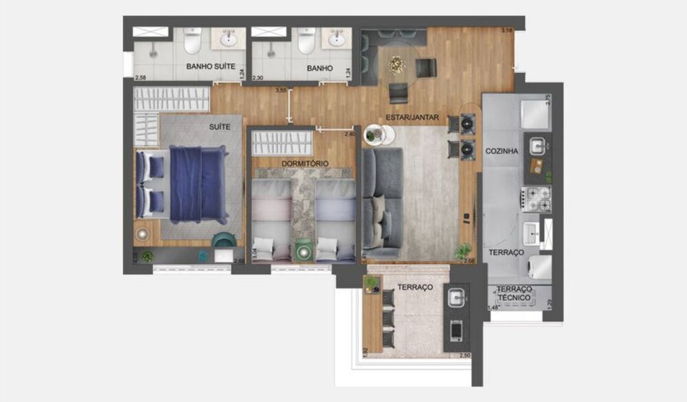 Apartamento, 1 quarto, 59 m² - Foto 1