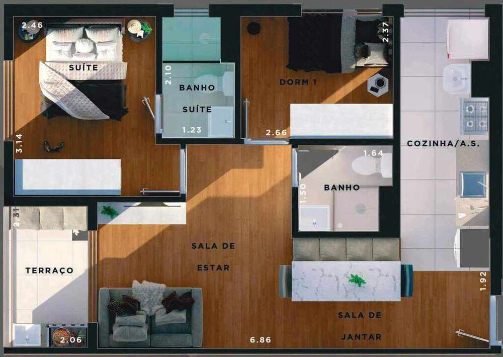 Apartamento, 2 quartos, 35 m² - Foto 1