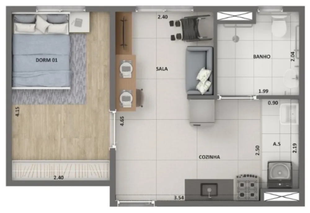 Apartamento, 1 quarto, 28 m² - Foto 10