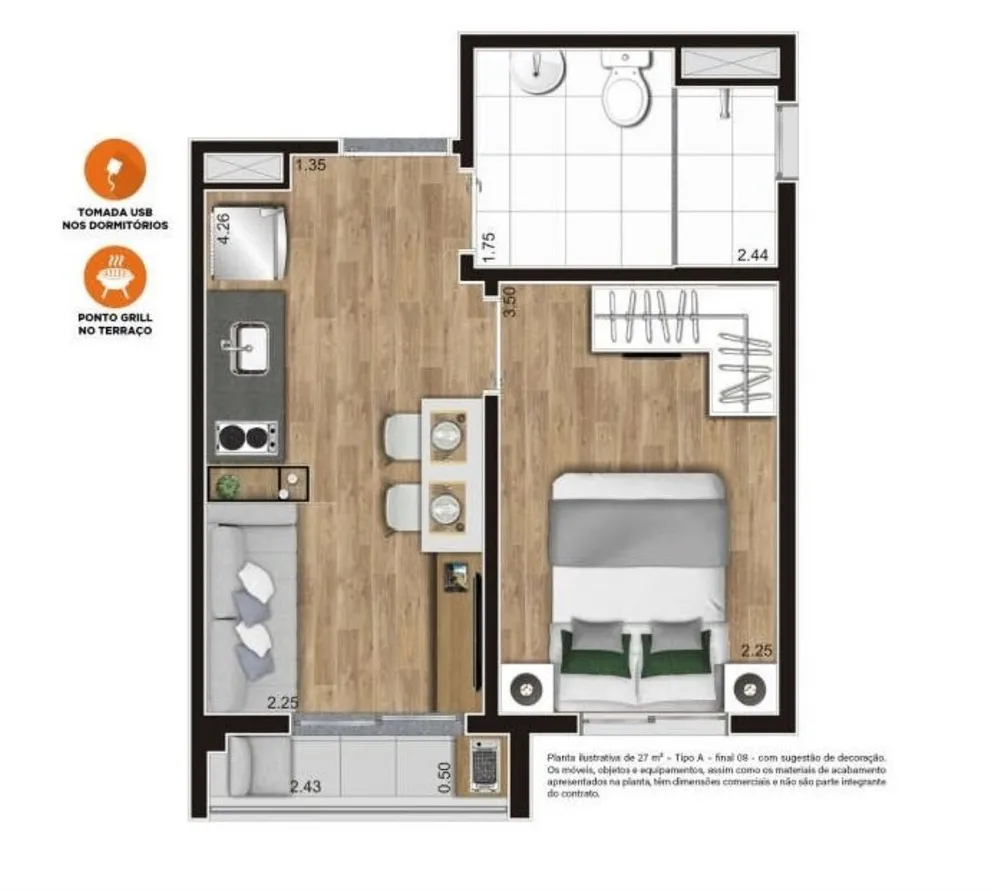 Apartamento, 1 quarto, 27 m² - Foto 6