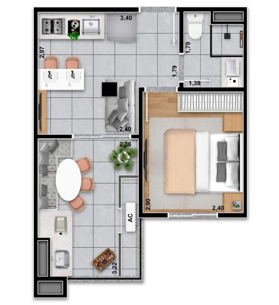 Apartamento, 2 quartos, 40 m² - Foto 1