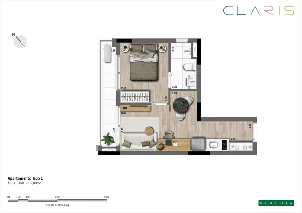 Apartamento, 1 quarto, 32 m² - Foto 3