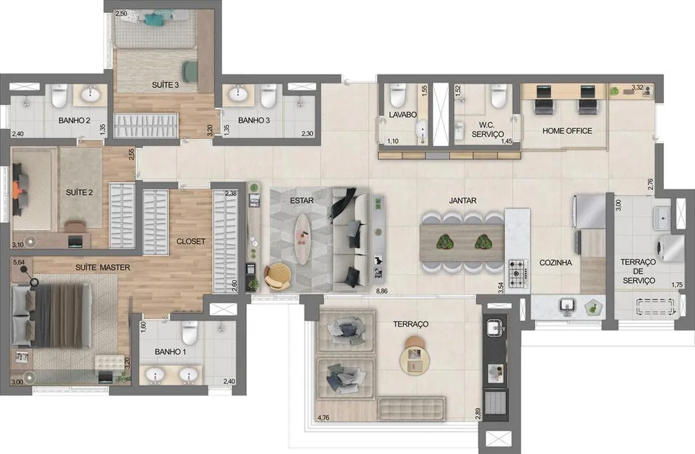 Apartamento, 4 quartos, 145 m² - Foto 3