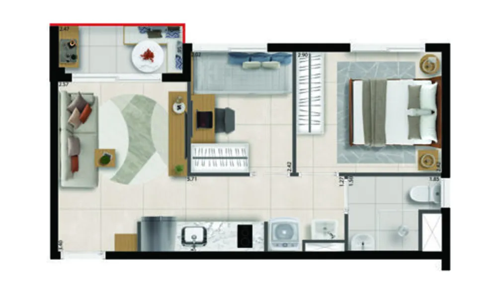 Apartamento, 2 quartos, 32 m² - Foto 2