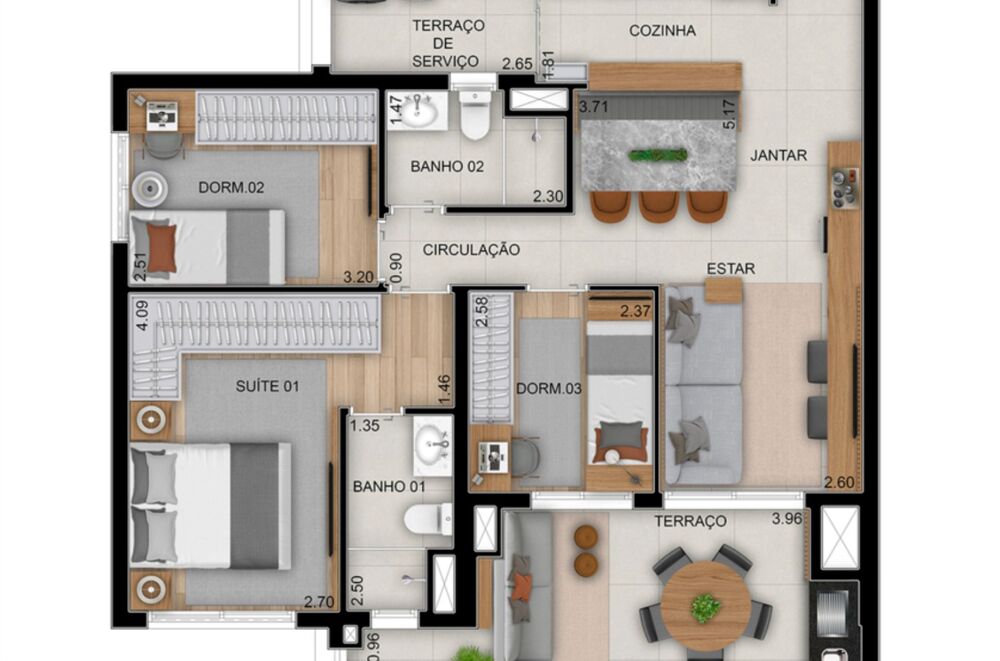 Apartamento, 3 quartos, 91 m² - Foto 4