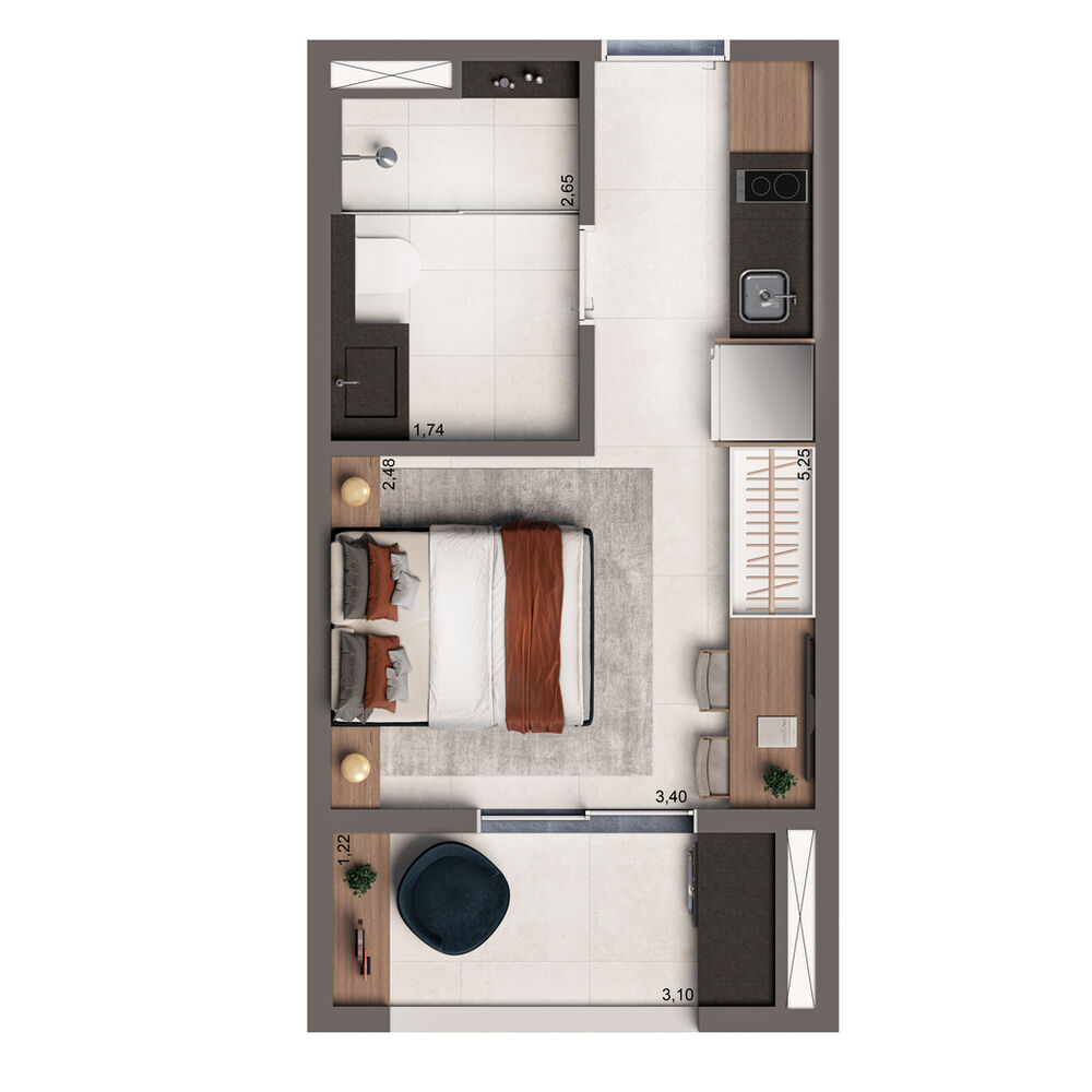 Apartamento, 1 quarto, 19 m² - Foto 7