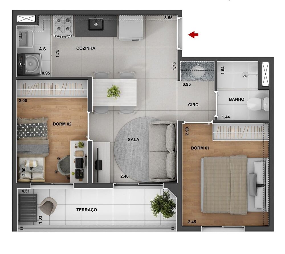 Apartamento, 1 quarto, 35 m² - Foto 4