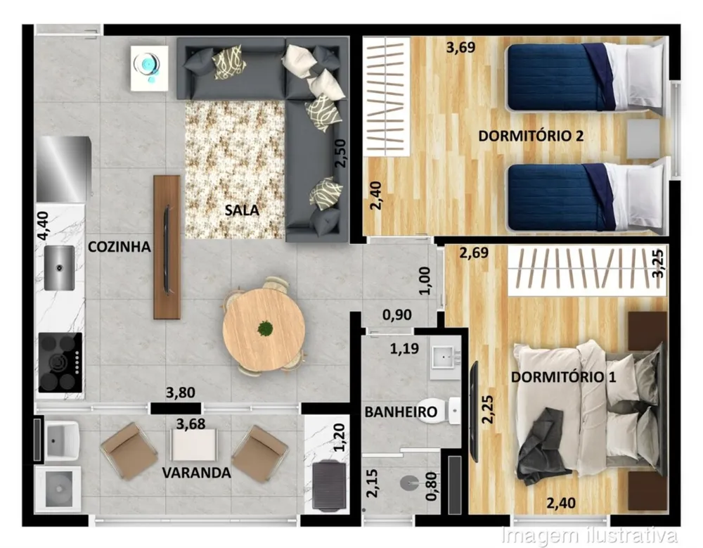 Apartamento, 2 quartos, 44 m² - Foto 7
