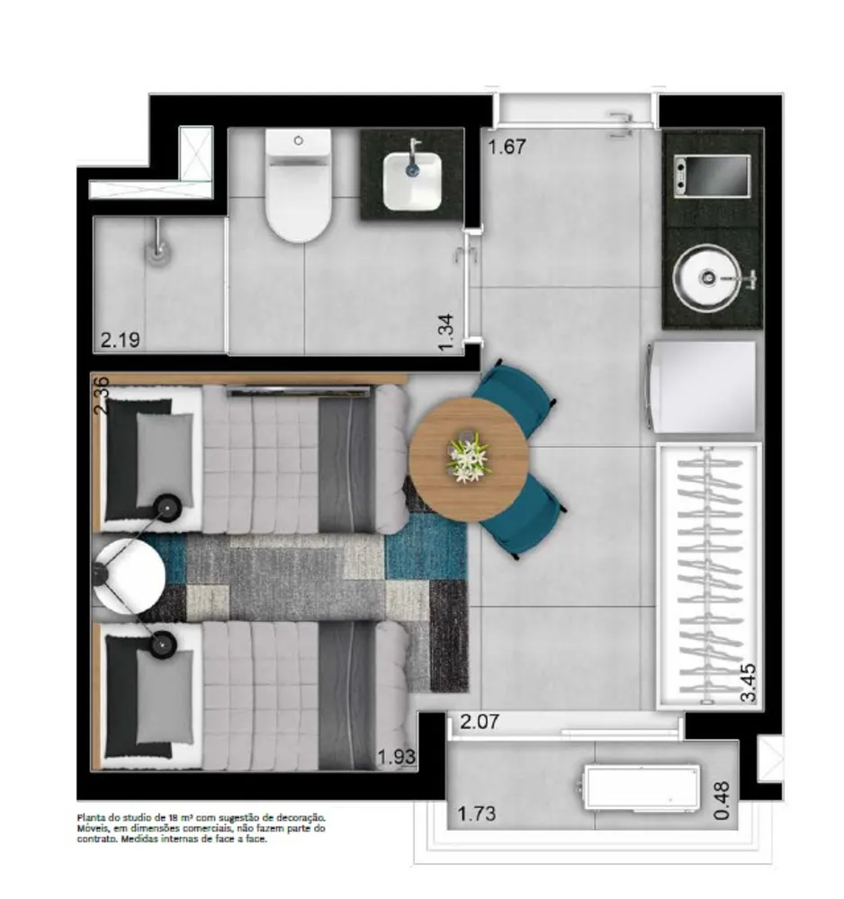 Apartamento, 1 quarto, 17 m² - Foto 3