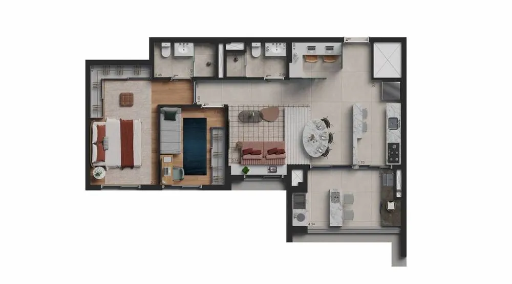 Apartamento, 2 quartos, 73 m² - Foto 2