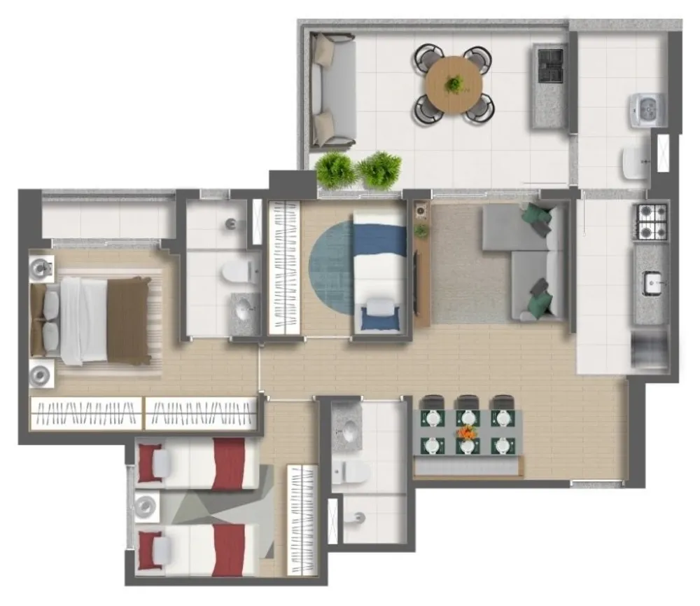 Apartamento, 3 quartos, 74 m² - Foto 2