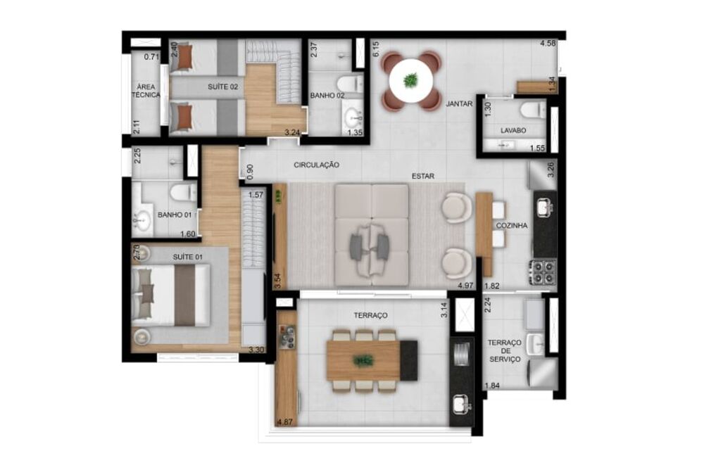 Apartamento, 3 quartos, 113 m² - Foto 2