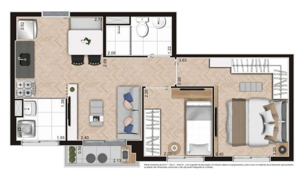 Apartamento, 2 quartos, 39 m² - Foto 6