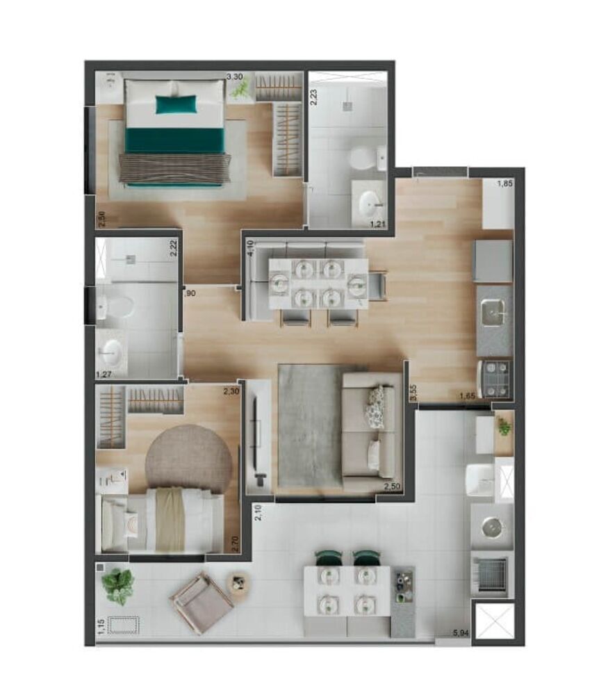 Apartamento à venda com 2 quartos, 61m² - Foto 4