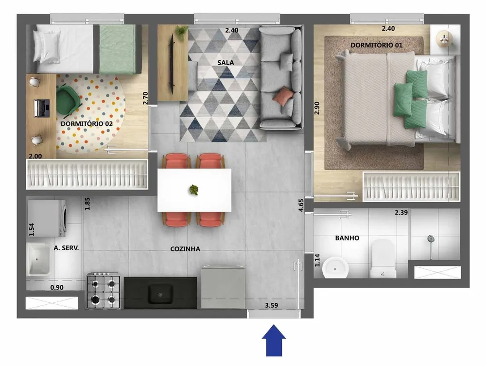 Apartamento, 2 quartos, 44 m² - Foto 23