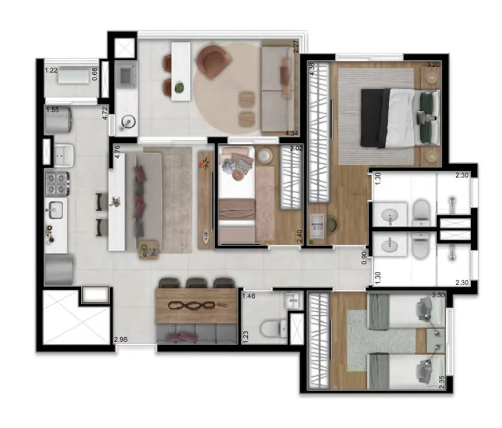 Cobertura, 3 quartos, 156 m² - Foto 9
