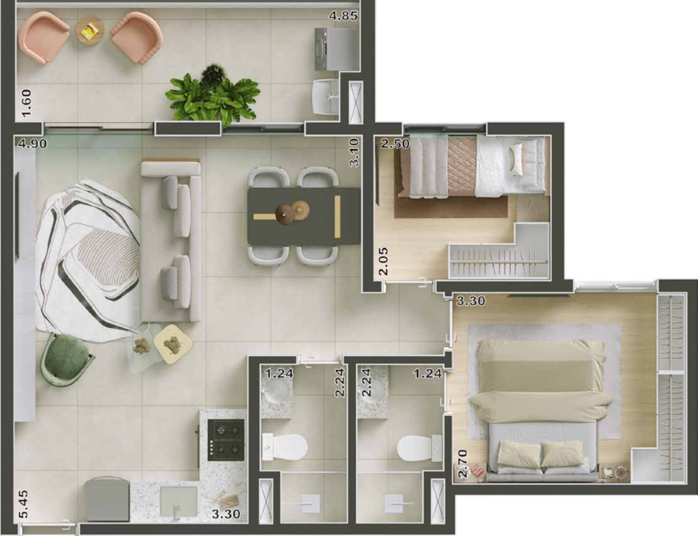Apartamento, 3 quartos, 57 m² - Foto 7