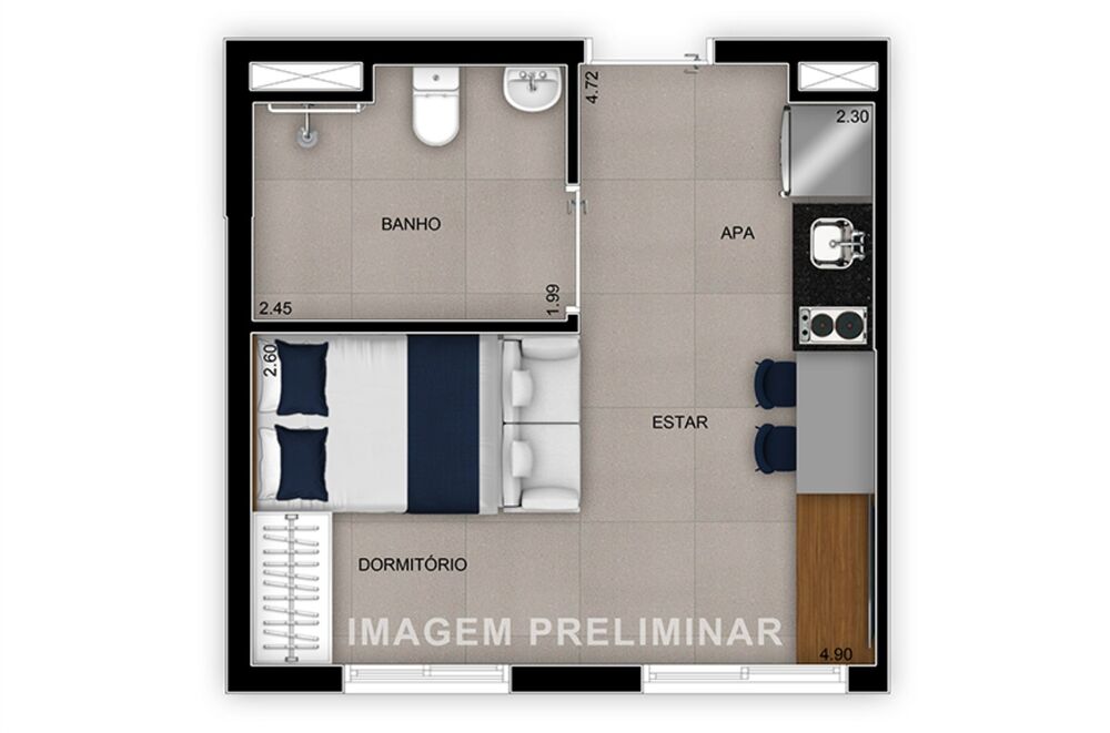 Apartamento, 2 quartos, 38 m² - Foto 1