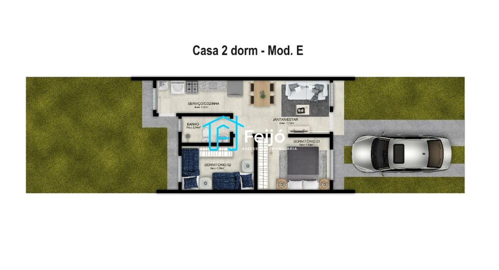 Casa, 2 quartos, 40 m² - Foto 1