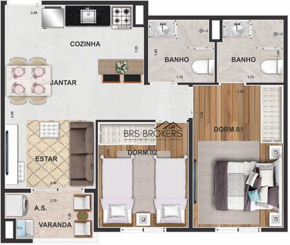 Apartamento, 3 quartos, 58 m² - Foto 9