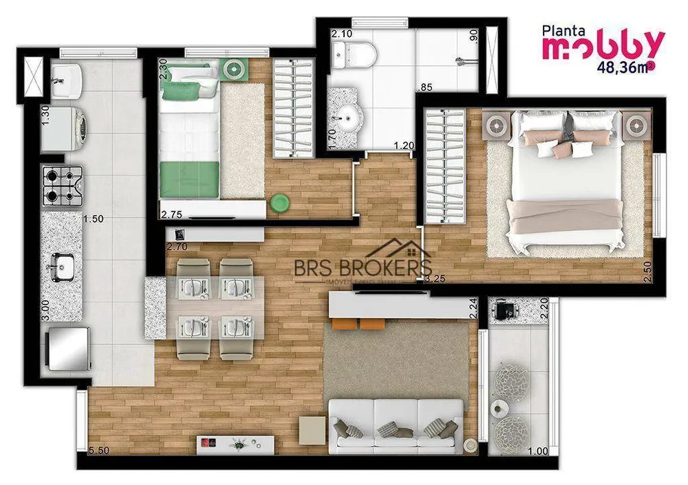 Apartamento, 2 quartos, 45 m² - Foto 2
