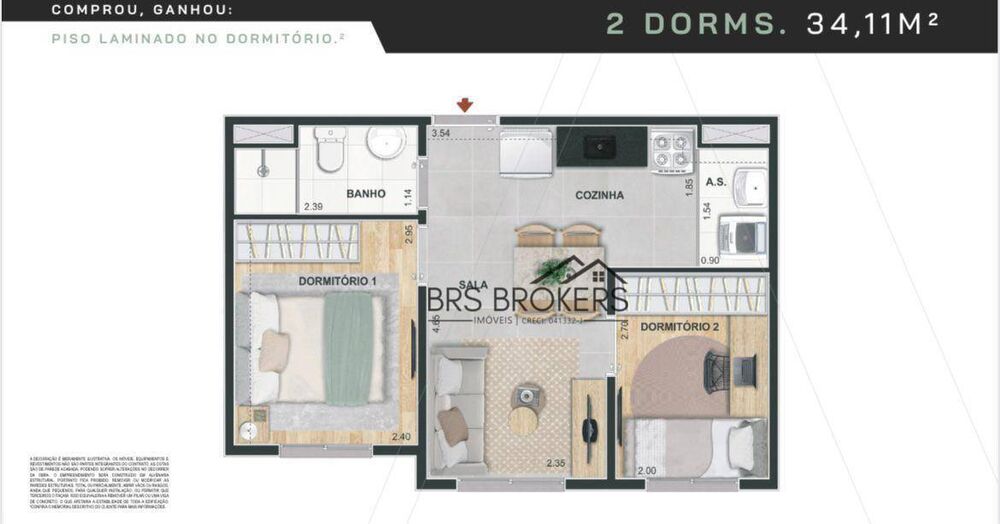 Apartamento, 1 quarto, 34 m² - Foto 2