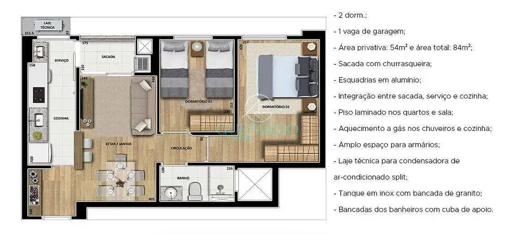 Apartamento, 2 quartos, 54 m² - Foto 7