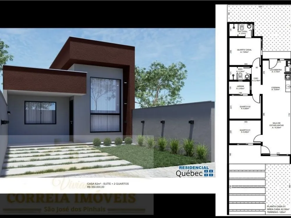 Casa, 3 quartos, 62 m² - Foto 1