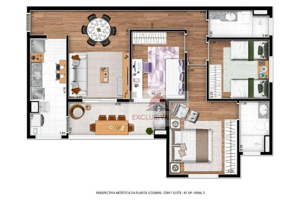 Apartamento, 3 quartos, 81 m² - Foto 1